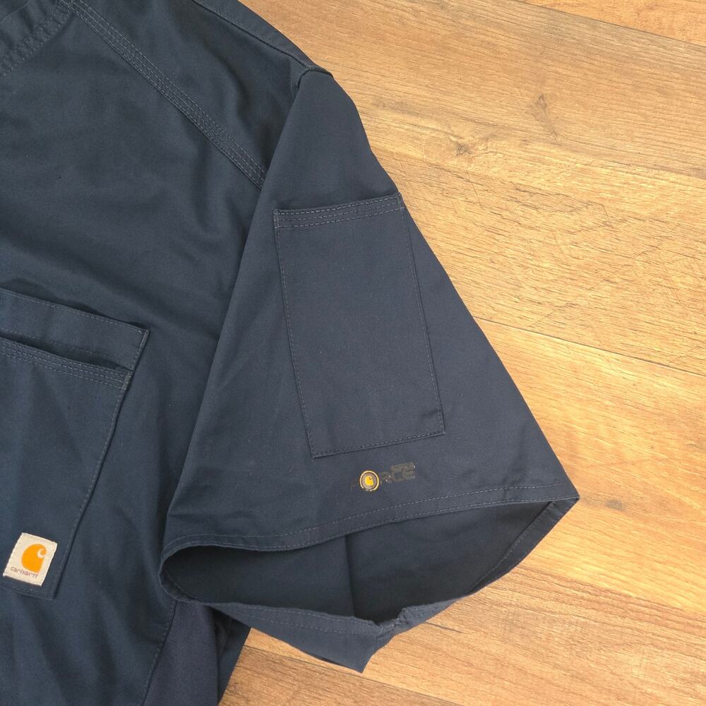 Carhartt Navy Blue Scrub Top Shirt w/ Pocket V-Neck Size XL - Picture 3 of 5